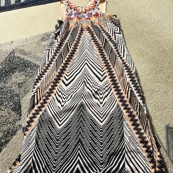 Anthropologie HD in Paris Solstice Printed 100% Silk Sleeveless Midi Shift Dress - Picture 7 of 14